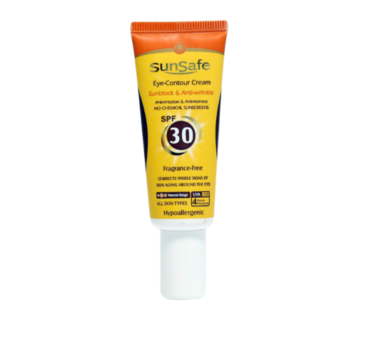 کرم دور چشم حاوی ضد آفتاب SPF 30 رنگ بژ طبیعی مناسب انواع پوست (سان سیف) 20 میلی لیتر